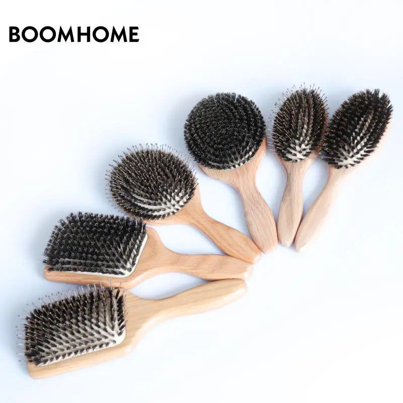 Boar Hairbrush Paddle Boar Bristle Brush Wood Oak Custom logo for Thin and Thick Hair Wholesale