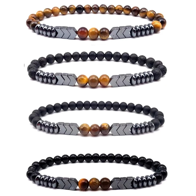 New lava Stone tiger Eye Stone Men's Bracelet Simple Lovers Bracelet Men's and Women's Fashion Bracelet