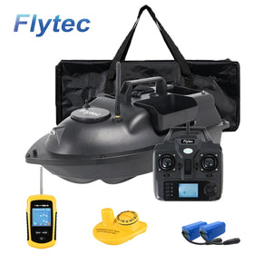 Flytec 500M Wireless RC Bait Boat Hook Bait Post 3 Hoppers 2 MotorsLCD GPS Sonar Fish Finder With Bag 2 Batteries for Fishing