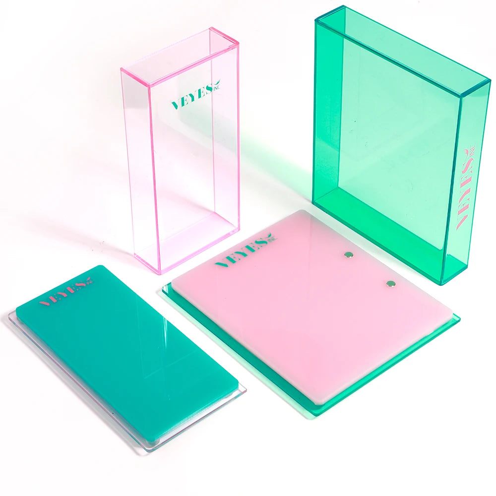 VEYES Wholesale OEM logo Custom Lash Tray Pallet in Different Shape Large Double Plastic Layer Acrylic Lash Tile