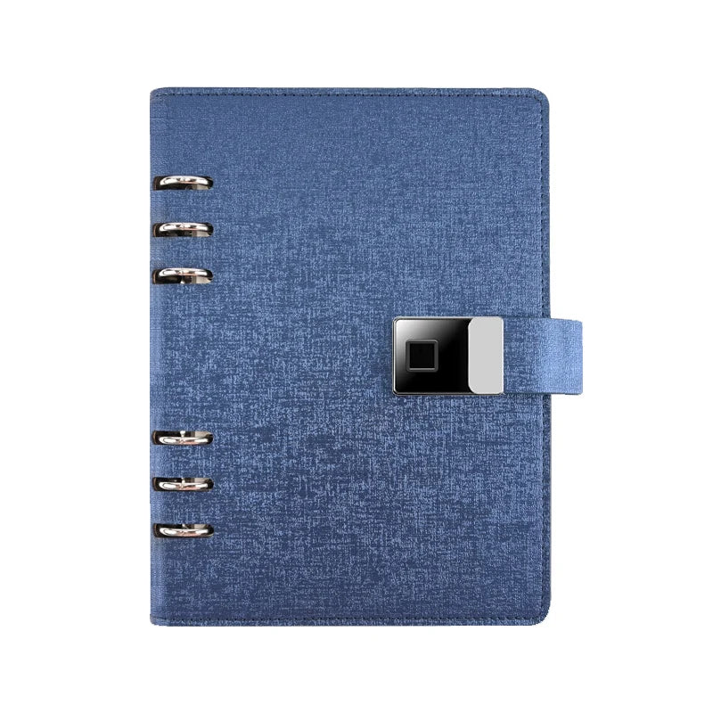 PU Leather Diary Refillable Ring Binder Organizer Notebook Loose-leaf Diary Agenda Planner Note Book Fingerprint Lock Notebooks