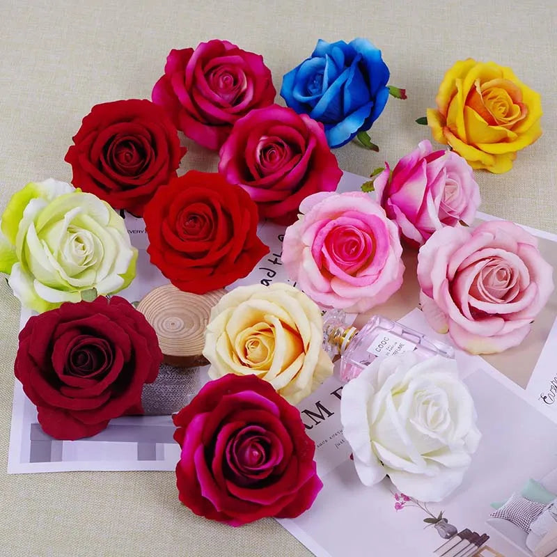 AF3508 Wholesale Popular 10cm Rose Flower Head Silk Velvet Roses Flower Silk Rose Heads