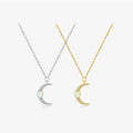 FUAMAY Collares 925 Sterling Silver Moon Stone Necklace Dainty 18K Gold Plated Moon Necklace
