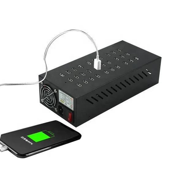 30-Port Commercial USB Charging System 200W Multi-Device Charger Dock for Retail Store Airport Charging Kiosk