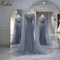Ruolai LWC8133 Elegant O-neckline Shawl Cap Sleeve Mermaid Evening Dress Crystal Beaded Luxury Evening Gown Dress