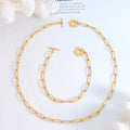 Hot Selling Ot Button Personality Thick Chain Necklace Simple Bracelet Two Piece Jewelry Set Collier Acier Inoxydable Bijoux