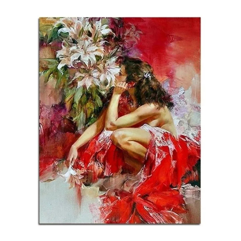CHENISTORY DZ992966 Red Passion Diy Canvas Painting by Numbers DIY Acrylic Paint by Numbers Canvas Kits for Home Decor