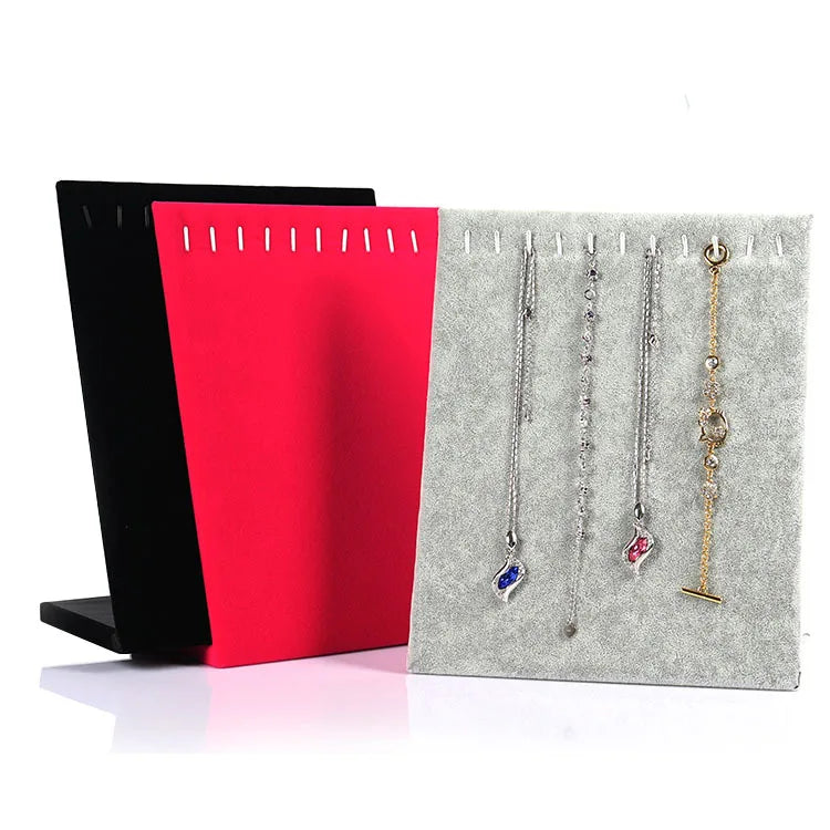 Black Gray Velvet Jewelry Necklace Chain Bracelet Pendant Display Rack Holder