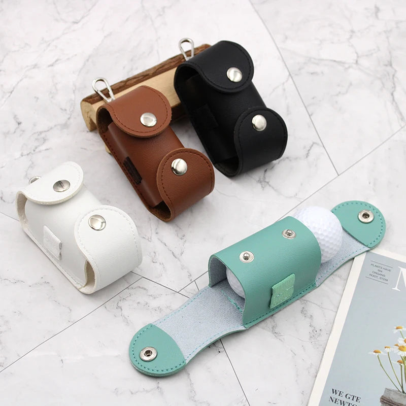 Multi-color Portable Golf Ball Waist Bag With Tee Holder Outdoor Leather Golf Ball Bag High Quality Golf Storage Pouch