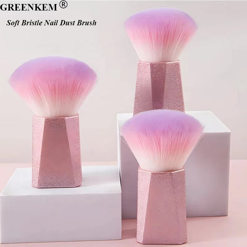 New Electroplating Pink Super Sized Nail Dust Brush Beauty Tool Makeup Brush Soft Bristle Nail Dust Brush