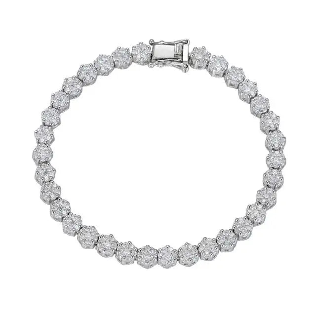 Fashion Tennis Bracelet Round Cut Cubic Zirconia Crystal Sterling Silver CZ Tennis Bracelet
