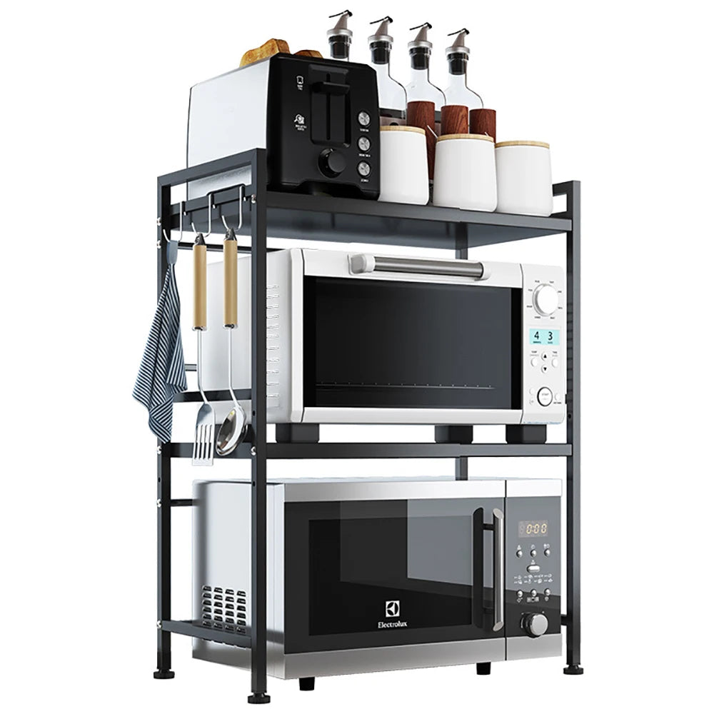 PYJ Style Hot Sale Kitchen Retractable Storage Rack Household Microwave Oven Cabinet Storage Shelf Foldable Microwave Oven Rack