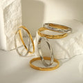 X118 Wholesale 18k Stainless Steel Plain Bangles High Polished Oval Bracelet Women's Circle Non Tarnish Buckle Bangle