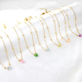 ASON New Arrival Luxury Colorful Shaped Zircon Thick Stainless Steel 18K Gold Plated Pendant Necklace