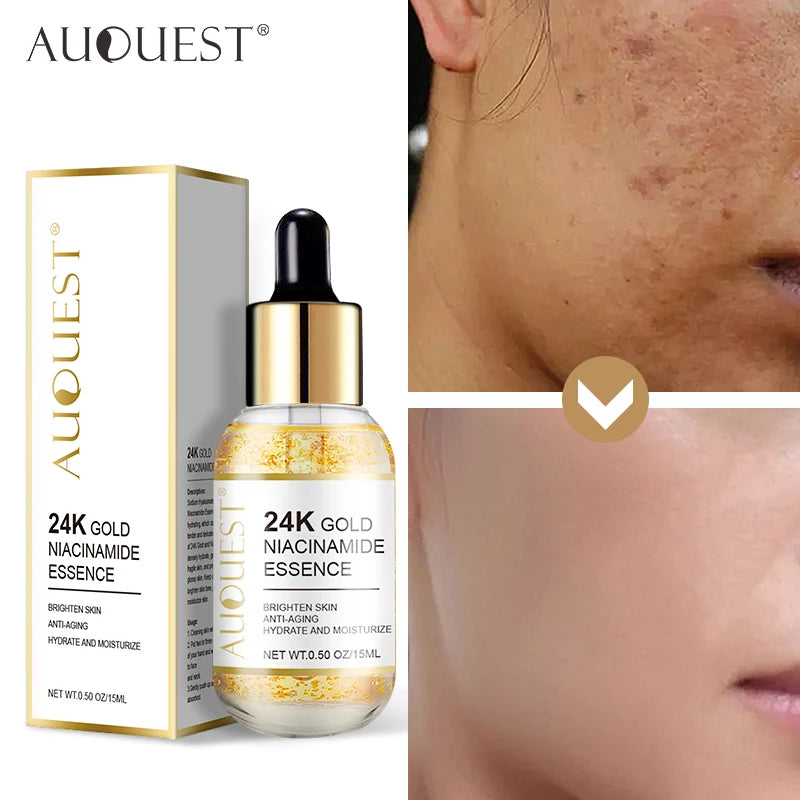 OEM Private Label Face Care 24K Gold Niacinamide Serum Hyaluronic Acid Tightening Whitening Moisturizing Vitamin C Facial Serum
