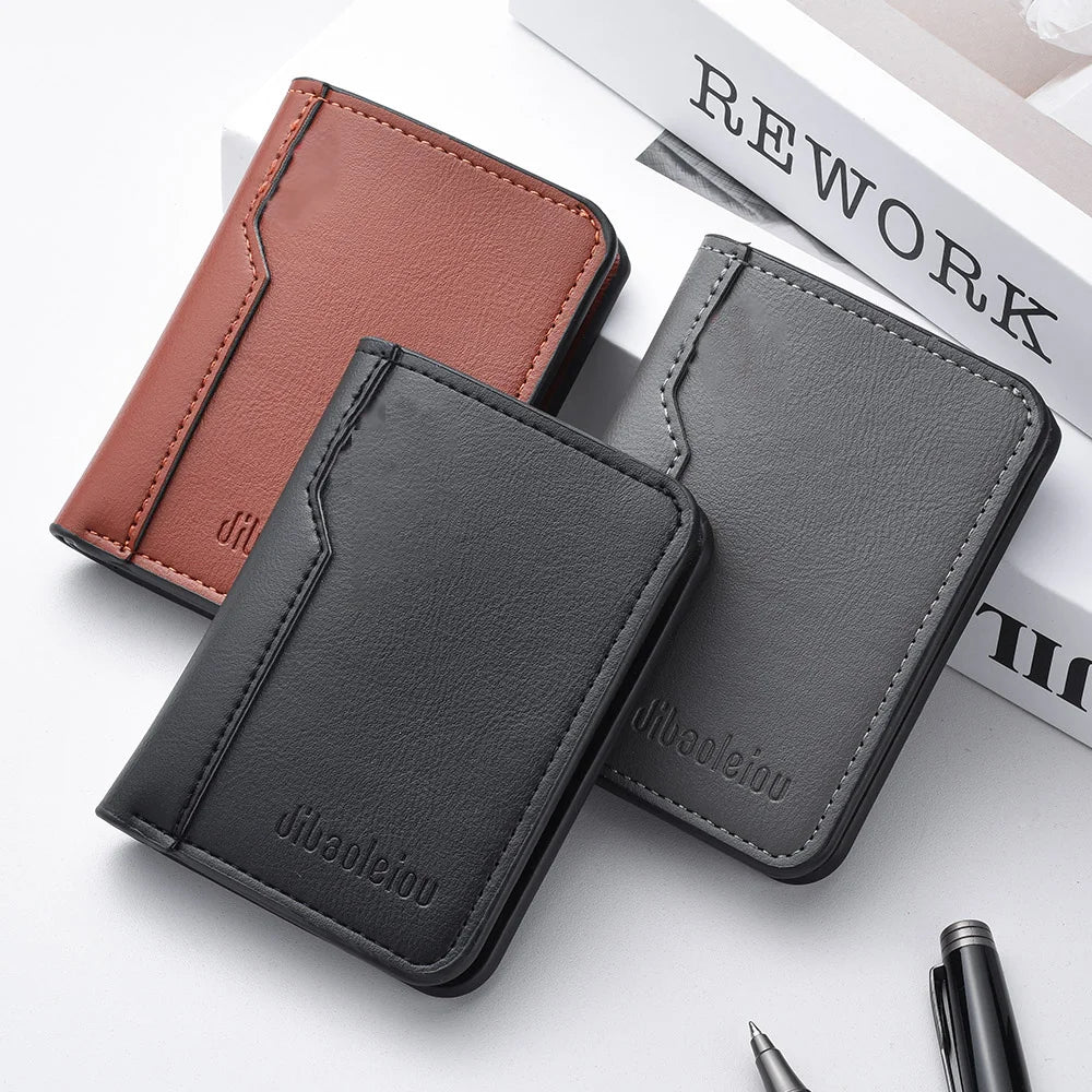 K3315 Casual Front Pocket Wallet Men's Short Soft PU Leather Youth Wallet Men's Wallet Bank ID Credit Card Holder