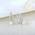 Wholesale 925 Sterling Silver Quality Fresh Water Pearl Ear Buckles Zircon Geometric Earrings for Women Birthday Fine Jewelry