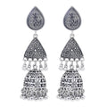 Bohemian Bollywood Jewellery Ethnic Silver Afghan Tassel Bell Earrings Flower Jhumka Indian Earrings
