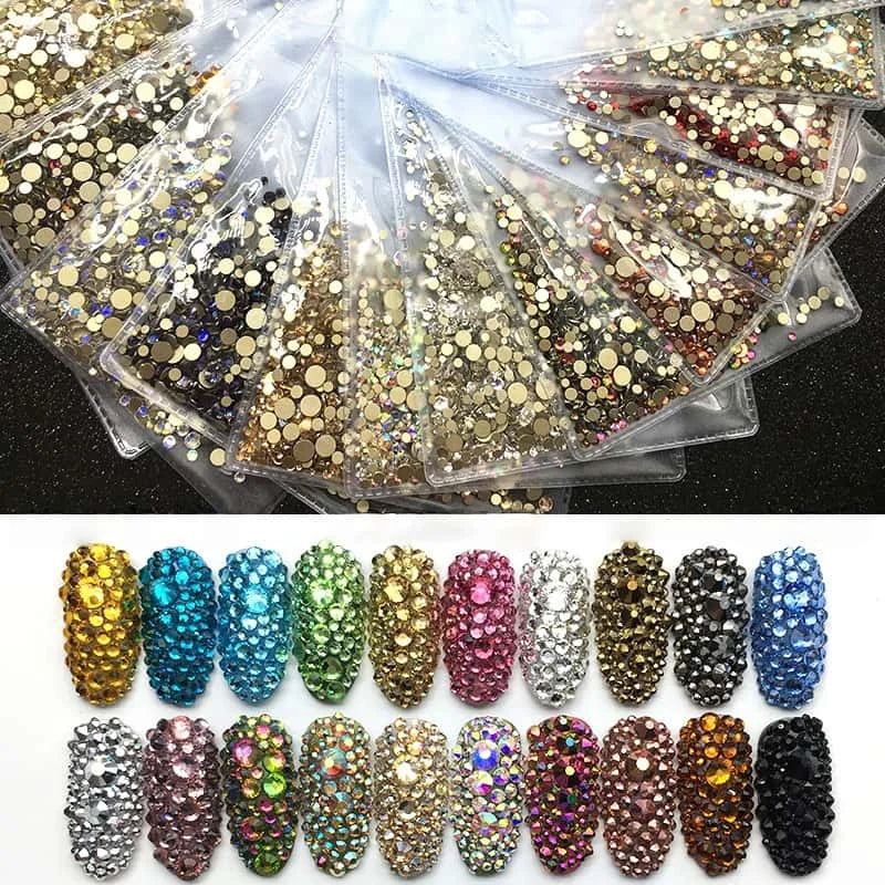 1440pcs Clear ab Flat Back Diamond Glass Stones Nail Decoration Crystal 3d Nail Art Stone Flat Back Rhinestones Nail Art Charms
