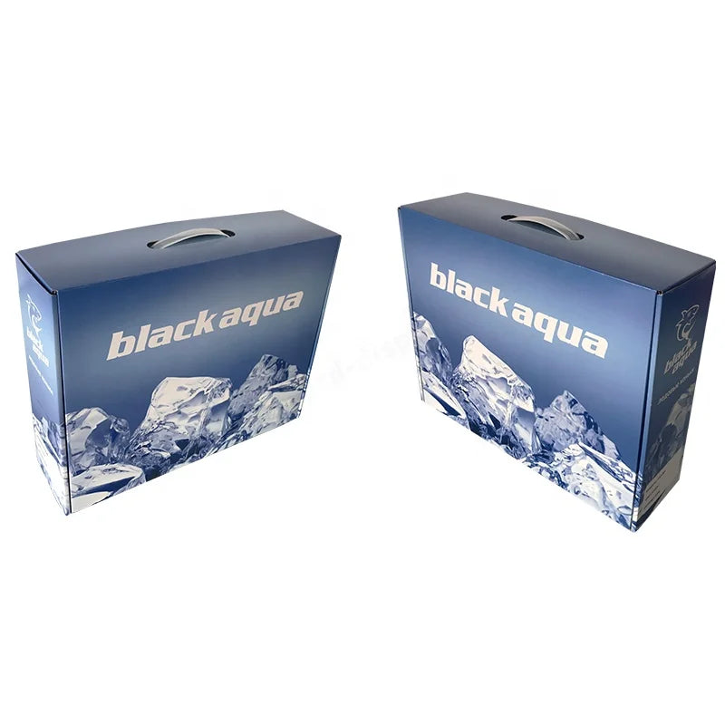 Customized Logo Printing Corrugated Box Packaging Foldable Paper Cardboard Box With Plastic Handle