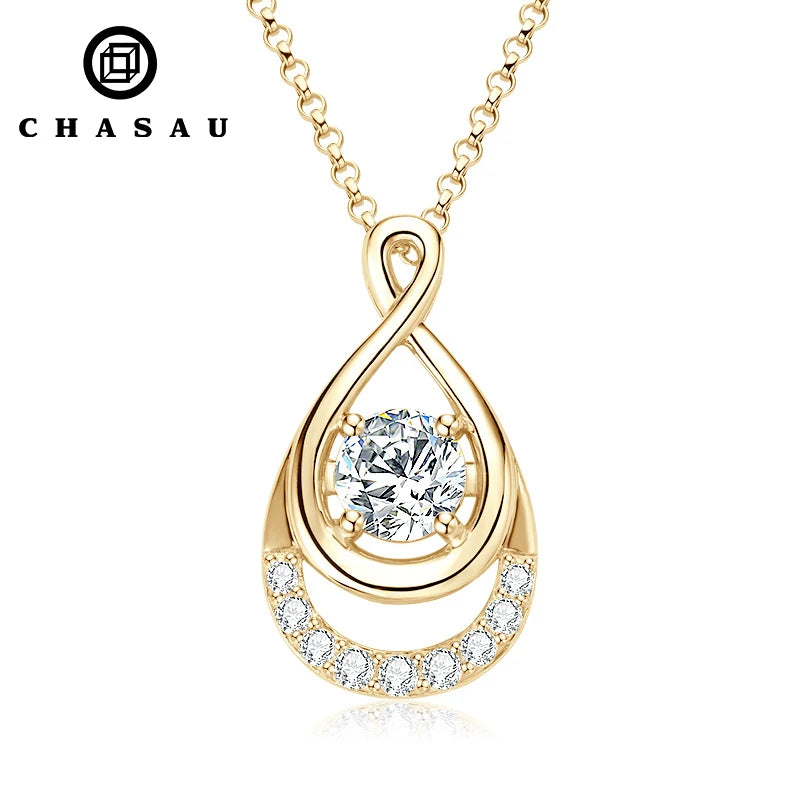 Luxurious Jewelry 925 Sterling Silver Necklaces 6.5mm 1.0 Carat Moissanite Waterdrop Infinity Pendant Necklace for Women