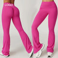 Girls Women Solid Flared Leggings High Waist Four-Way Stretch Eco-Friendly Spandex/Nylon Shiny Full Length