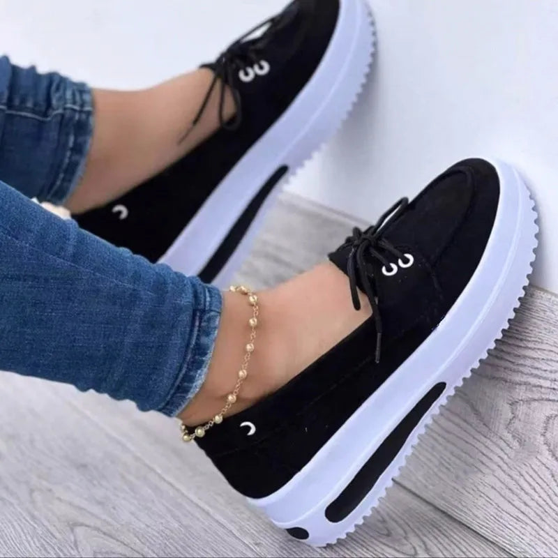 2026 Large Size Ladies Footwear Walking Style Women Flat Casual Shoes Chunky Platform Loafer Shoes