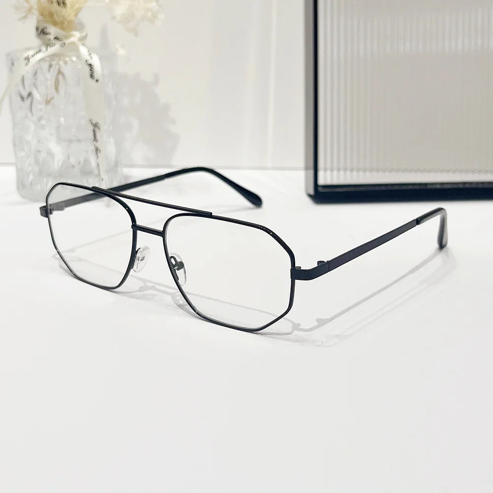 XY36553 Custom Anti Blue Light Glasses Pilot Stainless Steel Blue Ray Blocking Computer Eyewear Optical Frames