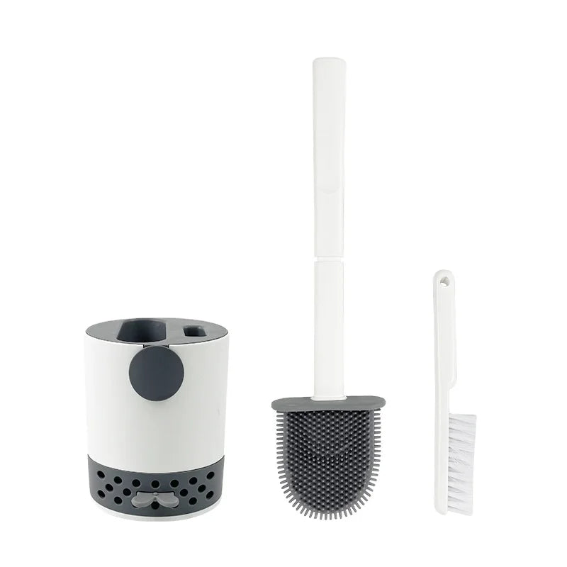 Bathroom Magic Toilet Bowl Brush and Holder Silicone Toilet Cleaning Brush Multifunctional