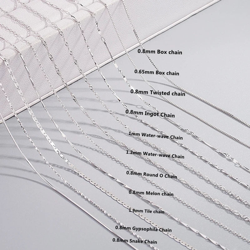 Daidan Wholesale 0.65-1.2Mm Clavicle Necklace Sterling Silver 925 Twisted Box Chain Snake  Women Chains