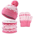 Custom logo Kids Winter Knitted Jacquard Beanie Hat Neck Warmer Gloves Sets