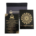 Royal Black Acrylic Wedding Invitation with Gold Foil RSVP Cards & Map Match Envelopes