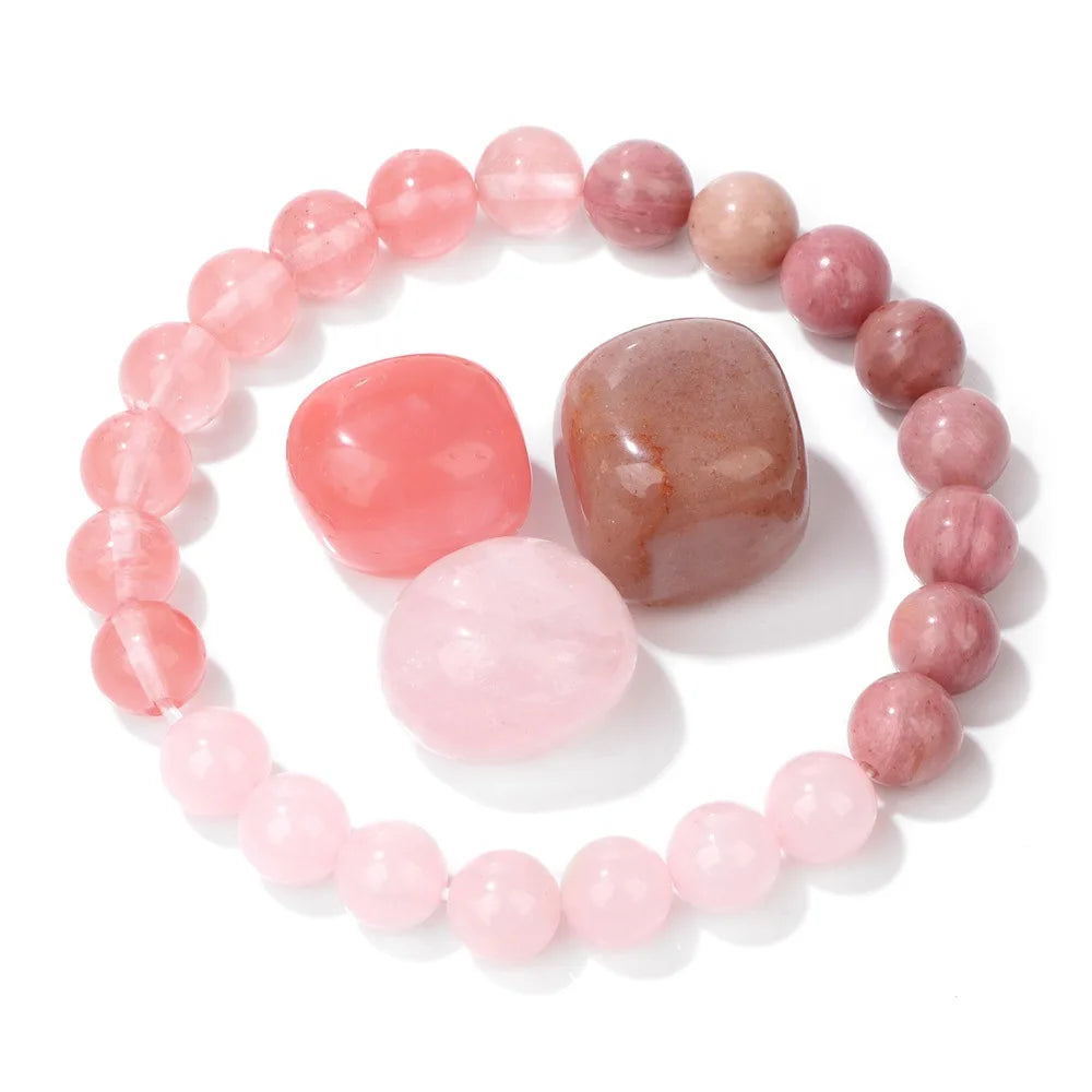 Colorful Natural Stone Bracelet Cute Design Energy Stone Elastic Single Layer for Women Gift Beads Jewelry