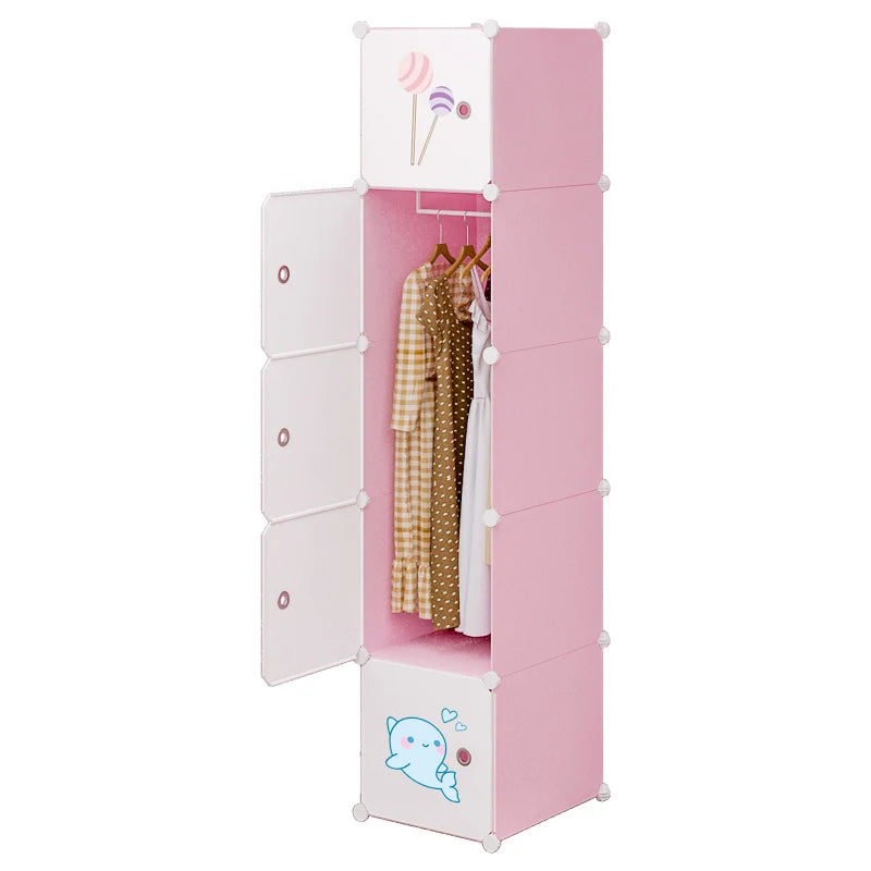 Modern Extendable Small Plastic Wardrobe for Children's Clothes Living Room Bedroom School Workshop Apartment Dormitory Rental
