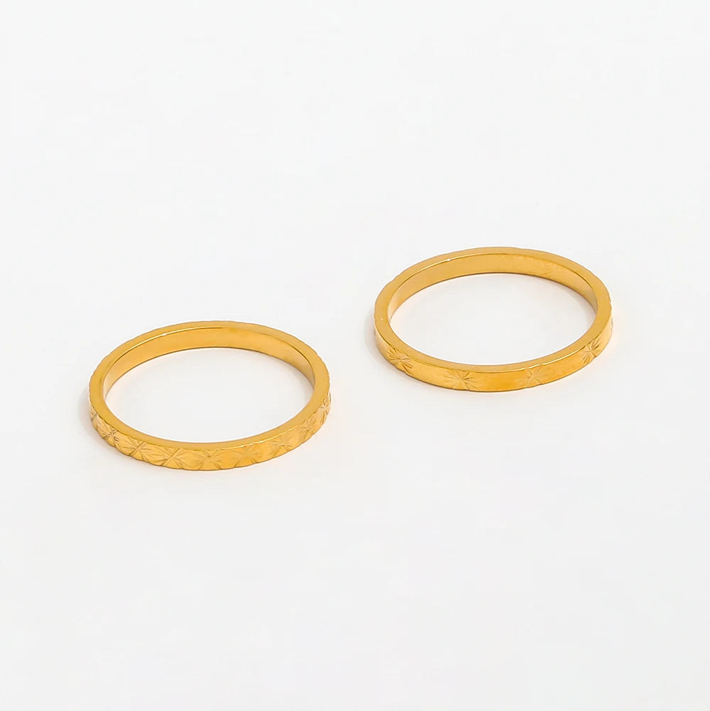 High End 18K Gold Plated Flower Radiance Stainless Steel Dainty Rings for Women Tarnish Free Jewelry