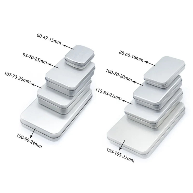 Mini Portable Home Storage Tin Box Container Silver Metal Food Grade Tinplate with Lid Empty Tin Can Kit