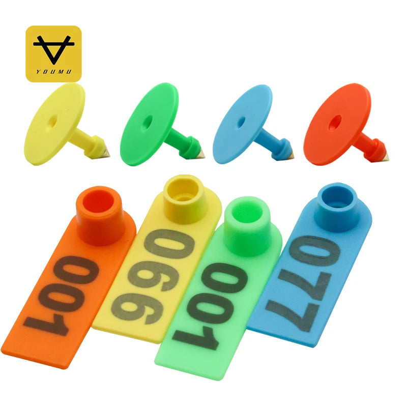 Farm Equipment Sheep Orange Blue Green Yellow Ear Tag 001-100 Numbers Cattle Goat Ear Tag