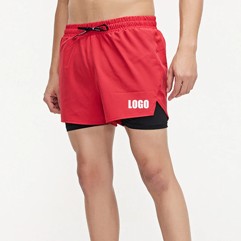 Quick Dry Custom Marathon Running Training Wear 2 in 1 Drawstring Outdoor Basketball Fitness Gym Sports Shorts Jogging for Men