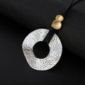 TongLing Italy Retro Geometric Long Sweater Necklace Vintage Textured Surface Circular Necklace for Women Girl