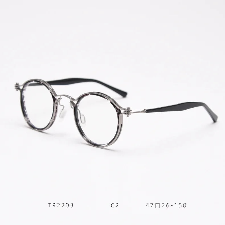 2023 New Glasses Frame With Pure Titanium Plate Round Frame New Retro Eyewear Frame Customized Myopia Glasses