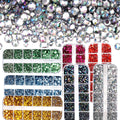 12 Grids Multi Sizes Glass Flat Back Nail Rhinestones SS6-SS30 Crystal AB Clear Round Glitter Gem for DIY Nail Art Decorations
