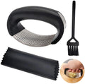 Garlic Press Rocker Set Easily Peel and Press Garlic Tools Silicone Garlic Peeler With Cleaning Brush