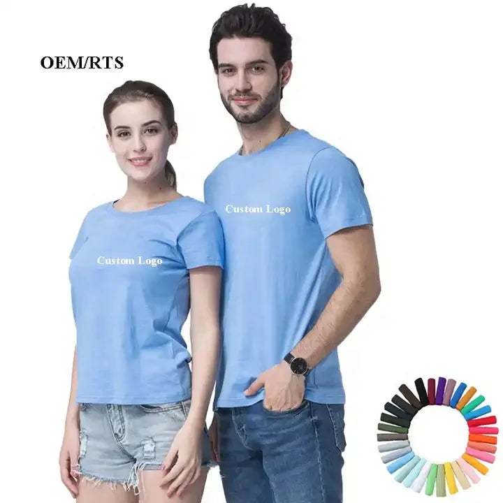 Unisex 180g Custom Print Logo T-Shirt 100% Cotton Knitted Fabric Short Sleeve Solid Crew Neck for Men & Women Size XL to 5XL