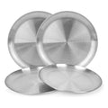 SUS304 Customized Logo Restaurant School Dinnerware BBQ 18/8 Stainless Steel Pizza Tray Dishes Dinner Plates