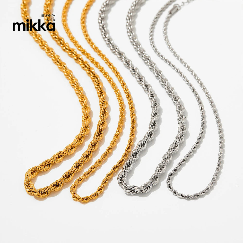 Exquisite Couple Titanium Steel Necklace Stainless Steel Gold Plated Twist Chain Fashionable Jewelry