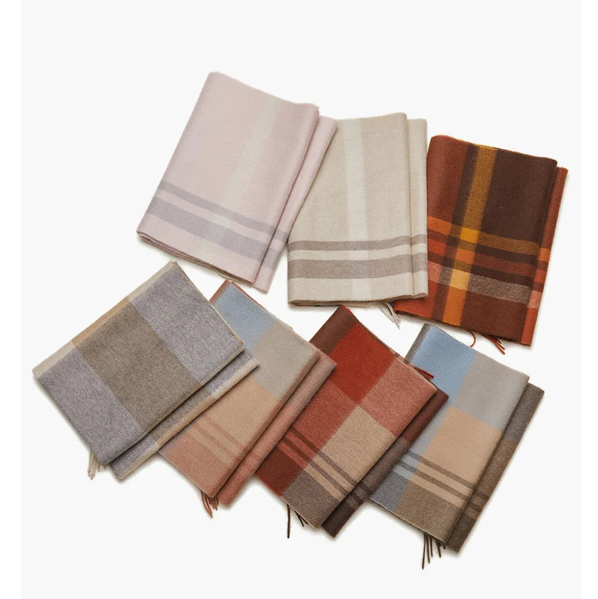 Wholesale Tartan Check Pure 100% Cashmere Plaid Poncho New Men Women Tassels Scarf Warm Sheep Wool Comfortable Long Scarf