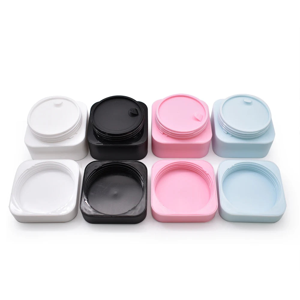 Square Black Pink PP Plastic 10g 15g 30g 50g 80g Cosmetic Jars for Skin Care Eye Cream Lotion & Shampoo with Custom Logo