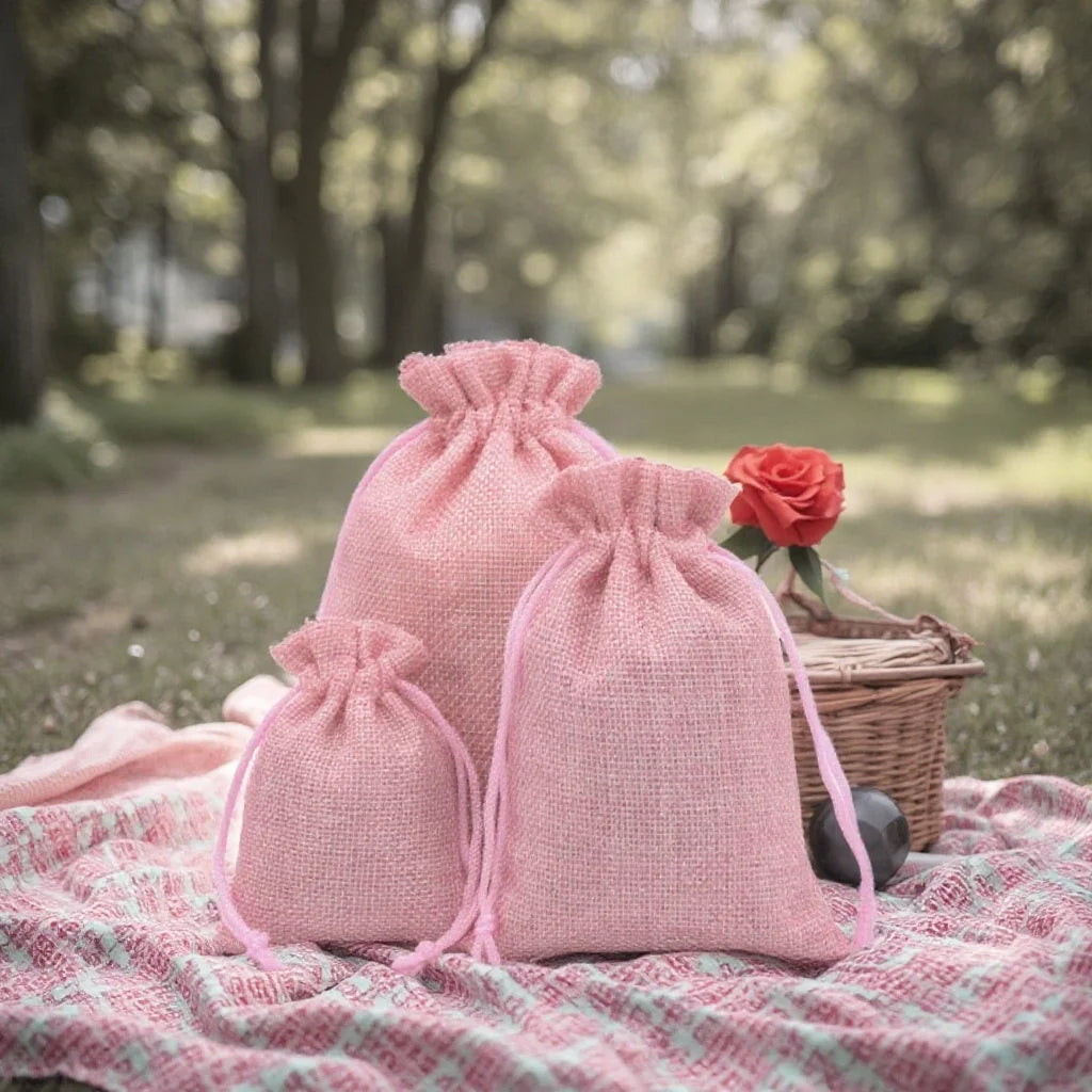 Wholesale Recycled Cheap Custom Christmas Small Pouch Burlap Durable Natural Linen Gift Jute Drawstring Bag for Jewely Gifts