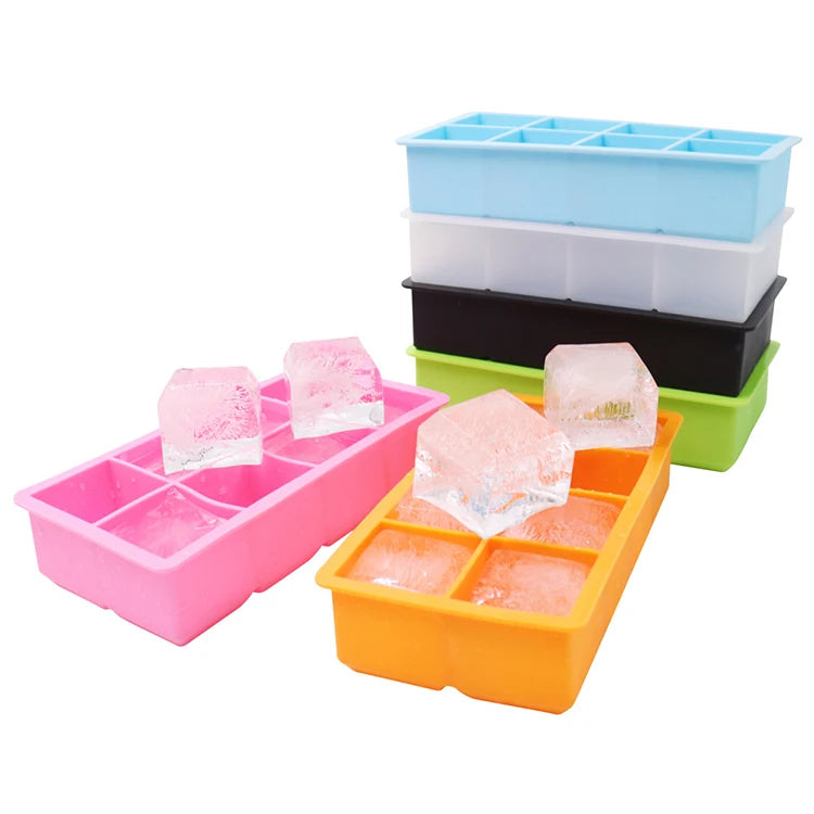 BPA-Free 8 Grids Silicone Ice Cube Tray Mold Sustainable Kitchen Gadget for Beer Whisky and Ice Drinks