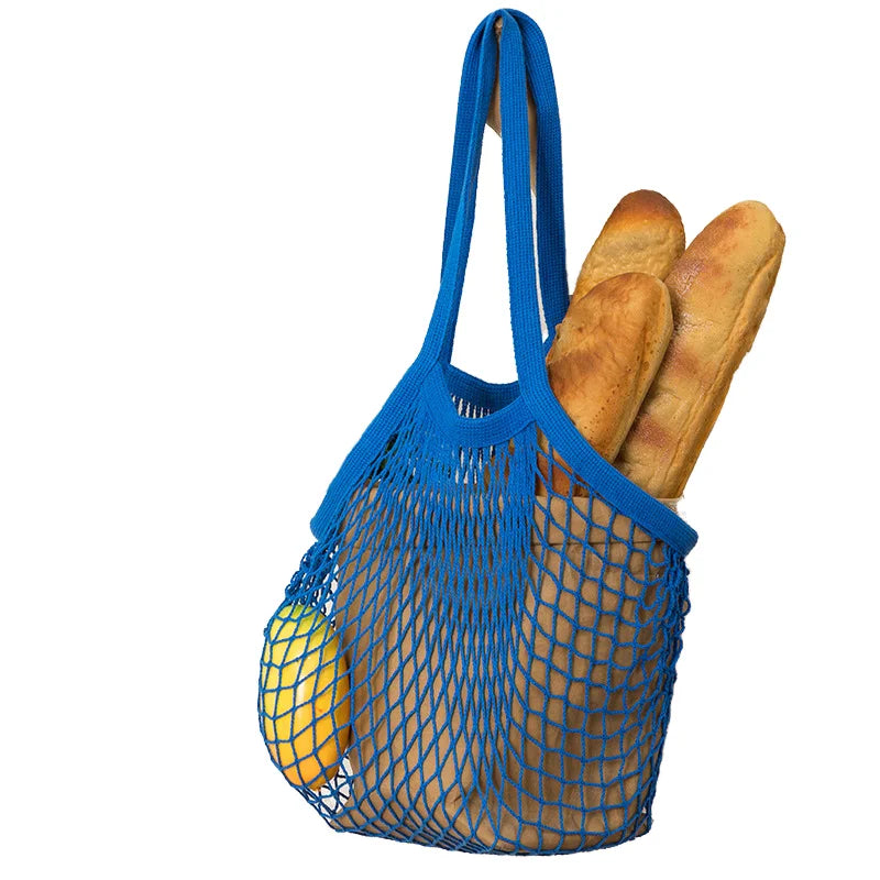 Custom Logo Eco Friendly Washable Reusable Organic Cotton Fruit Net Mesh Beach Bag for Shopping